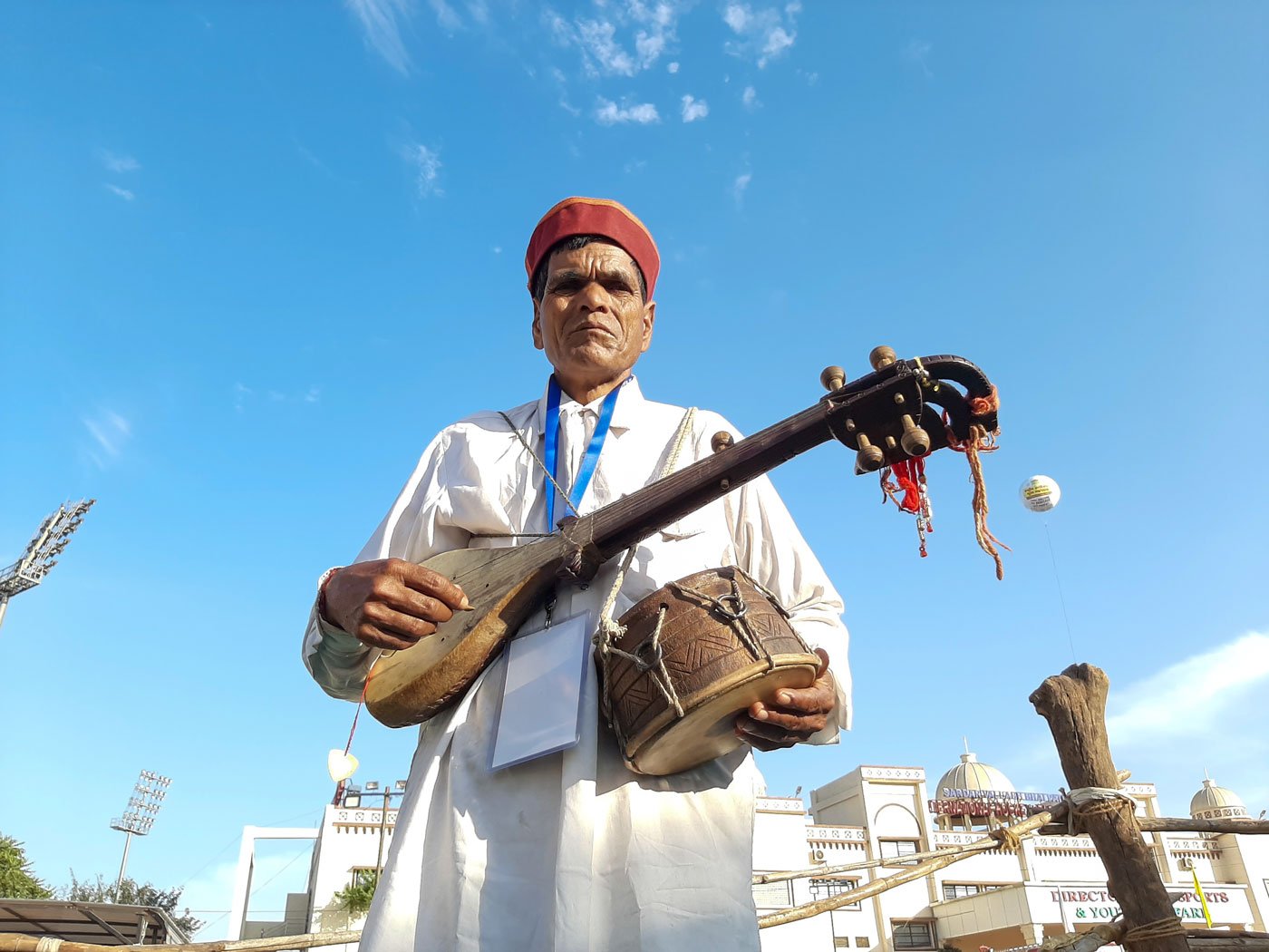 Premlal, a farmer-musician from Chamba district, performing at a recent festival