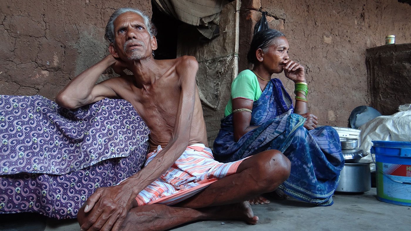 Degu Dharua, around 61, and Urvashi Dharua, around 58, taking rest in the afternoon after work.