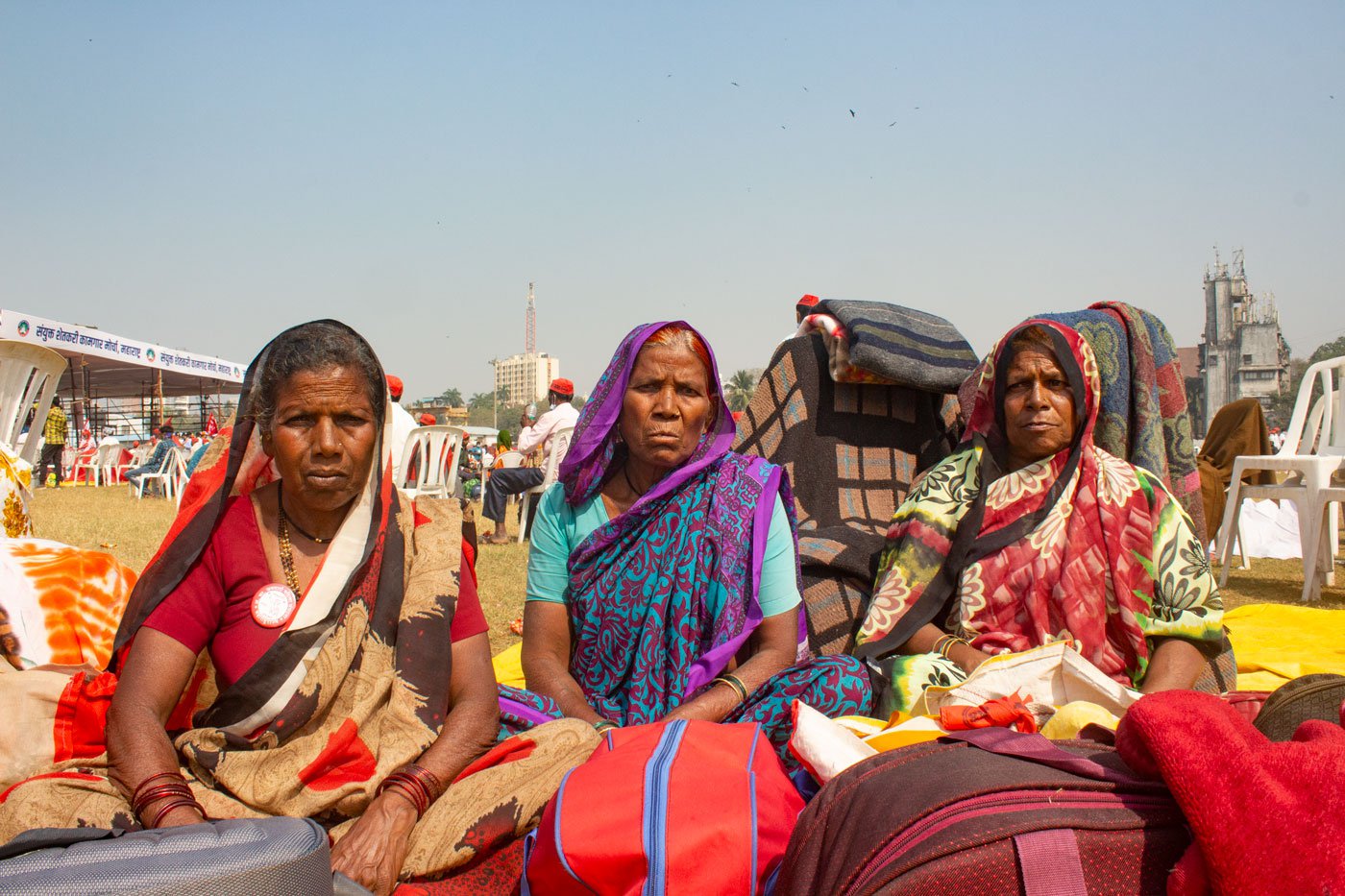 Despite land rights being the main concern for Bhima Tandale, Suman Bombale and Lakshmi Gaikwad – Adivasi farm widows from Nashik – they are in Mumbai to support the protest against the new farm laws