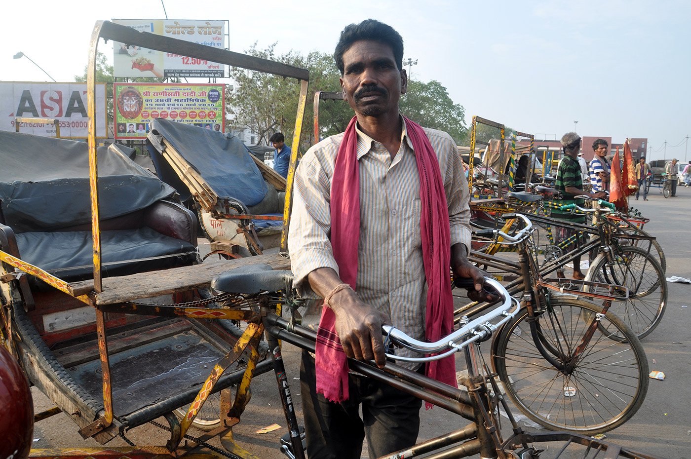 Prasanna Sabar with his cycle rickshaw