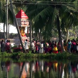 In Karthikappally and other villages along the backwaters of Alappuzha district in Kerala, children make their own chariots and participate with gusto in an annual ritualistic procession