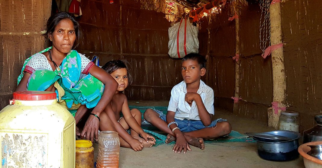 Vanita Bhoir had a week's stock of food for her family (here with her daughter Sangeeta and son Krishna) in her straw-and-mud hut