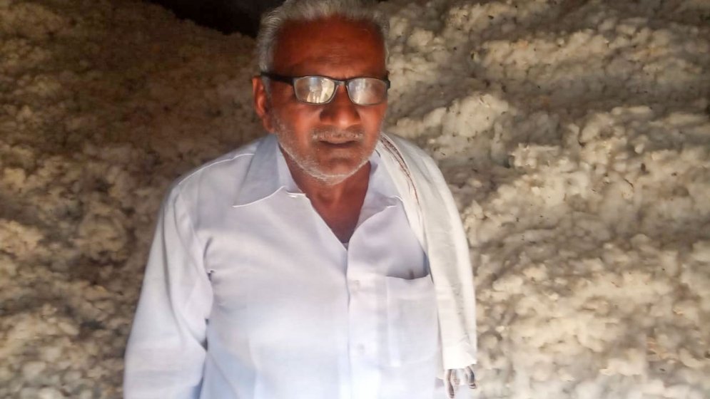 Seventy-year-old Kisan Sakhru Pawar is among countless farmers from across the country stuck with unsold cotton