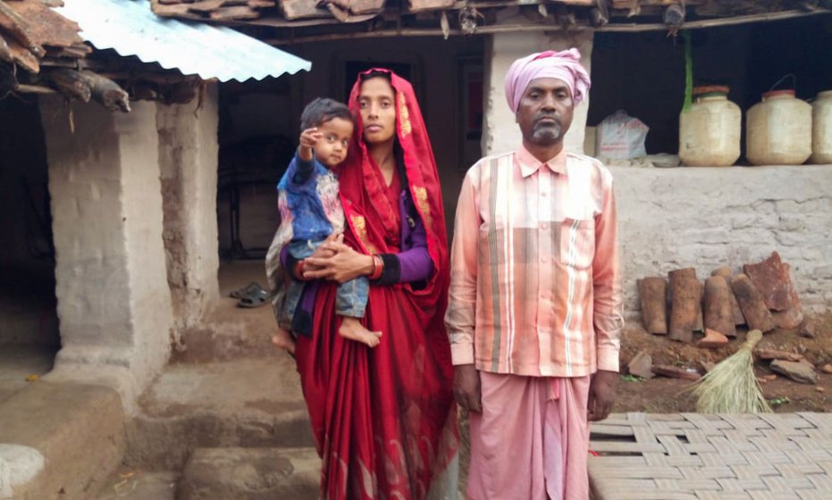 Dashrath Singh has been trying to get a family ration card since January, for himself, his wife Sarita and their daughter Narmada

