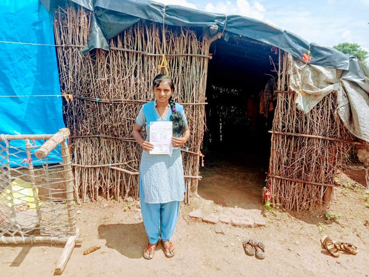 Jamuna with her family at their home in Nav Kh, a Nathjogi village: 'I was thrilled with my achievement: in our community, no girl has ever passed Class 10'

