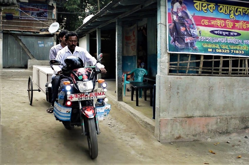 Karimul Haque has created a two wheeler ambulance to take his fellow villagers to the Doctor in case of emergency