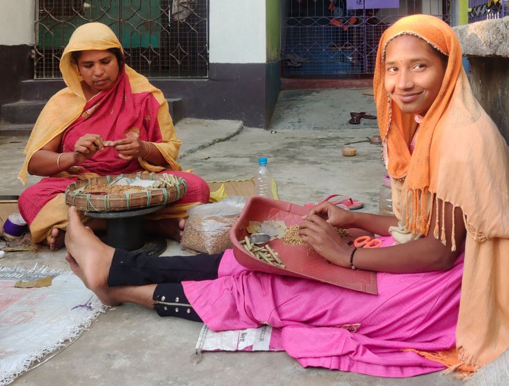 In many parts of Murshidabad district, young girls start rolling to help their mothers