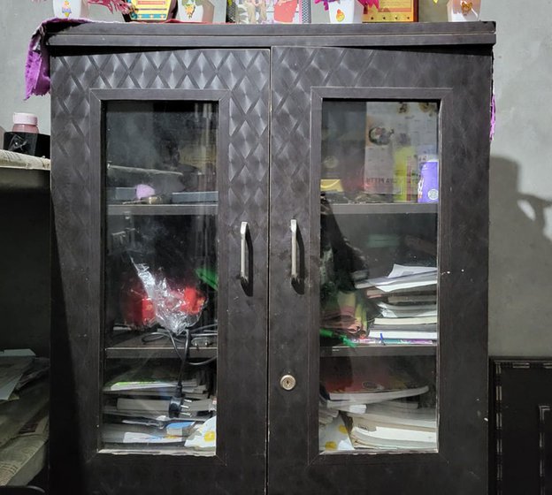 Left: The cupboard dedicated for the safekeeping of Ram Kamal’s documents and evidence of the case.