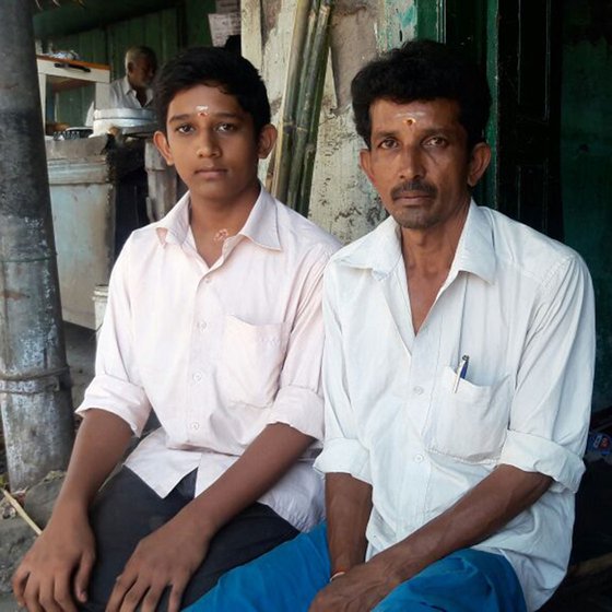 PR Bala with his son, Saravana Ventha, at his workshop in Aruldaspuram in Madurai 