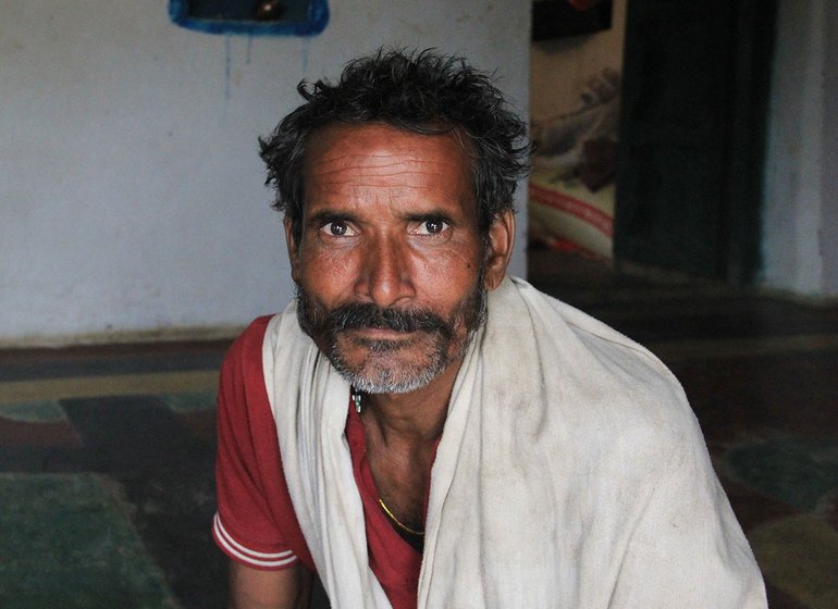 Deelan Kuandhar in his house in Sarathpura Hamlet, Tara Village, Amanganj tehsil, Panna District