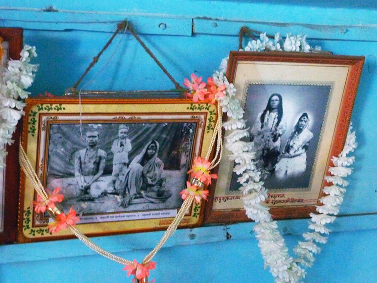 old photographs with garlands