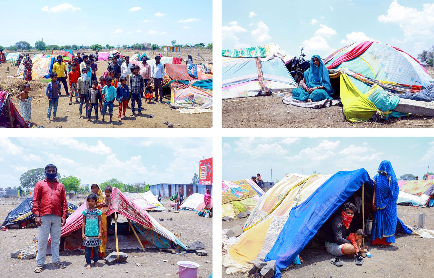 The lockdown saw the 18 families stuck in tents on an open ground that the Renapur municipal council had permitted them to occupy

