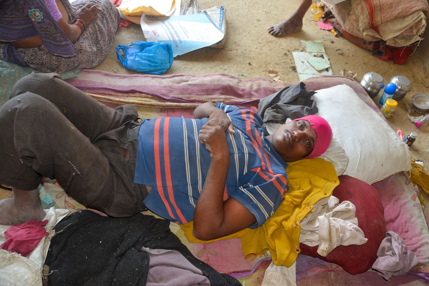 Sandeep is bedridden, paralysed from the waist down. Shantabai is worried about finding food to feed him (file photo)