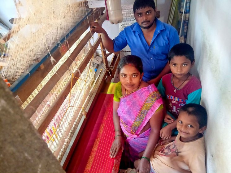 Left: B. Sunitha and her husband Bandla Pradeep Kumar in Chirala: 'With no raw material, we cannot work'. Right" Macherla Mohan Rao, founder president of the Chirala-based National Federation of Handlooms and Handicrafts, says, 'This [lockdown] will finish them off the weavers'


