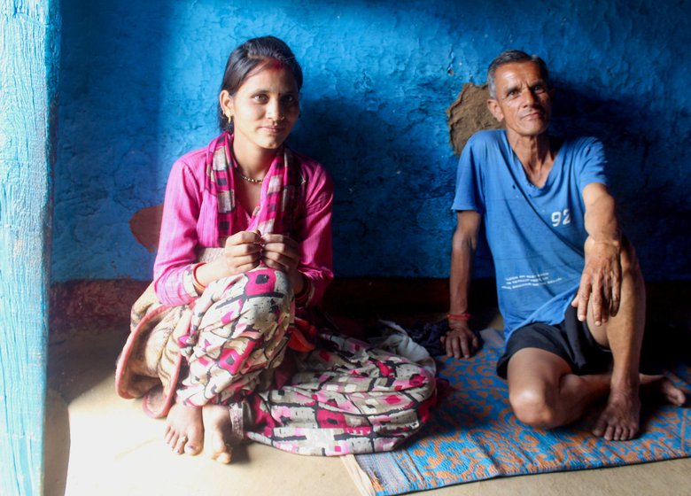 'We did not want to risk going all the way to Almora [for the delivery] in the pandemic,' says Pan Singh Rawat (left), Manisha’s father-in-law; they live in a joint family of nine