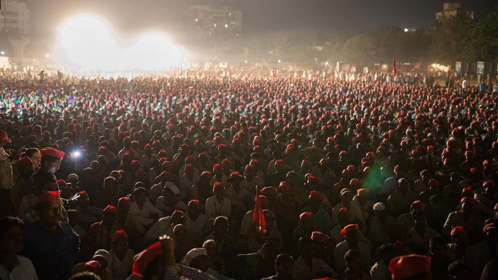 Farmers at Somaiya ground in Mumbai on the night of March 11th