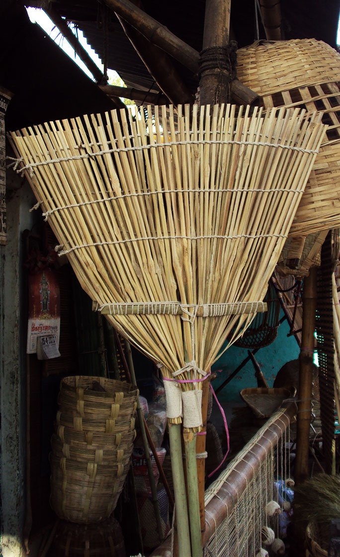 Garden broom made of bamboo