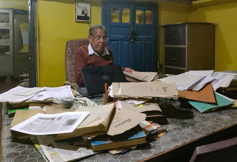 Mangal Singh’s home office is overflowing with stacks of files which record his communication with government agencies