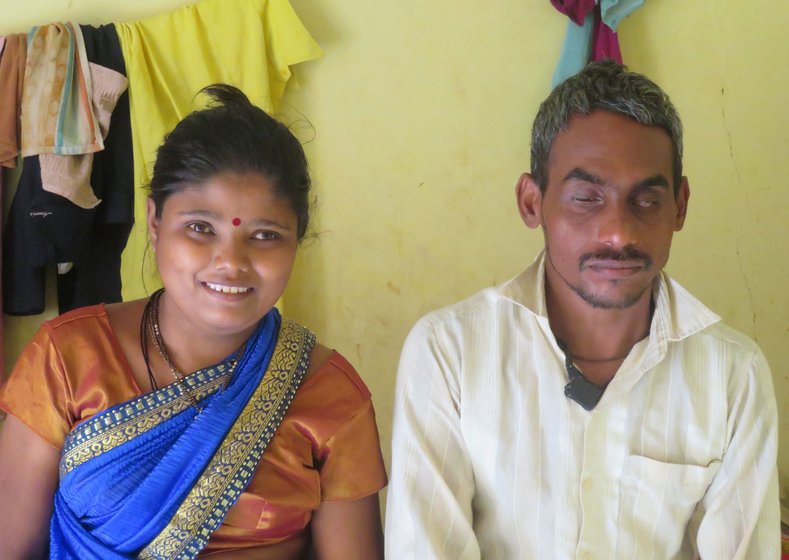 'It was not even a year since I started earning decently and work stopped [due to the lockdown],' Dnyaneshwar Jarare says; his wife Geeta (left) is partially blind

