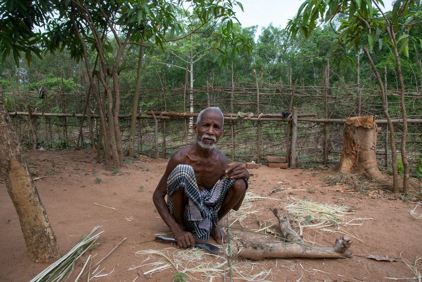 Sukra Nayak (left) from Benashuli says, 'I cannot sleep at night because elephants pass by. My house is at the end of the village. It's very risky.' The elephants often come to villages in search of food.