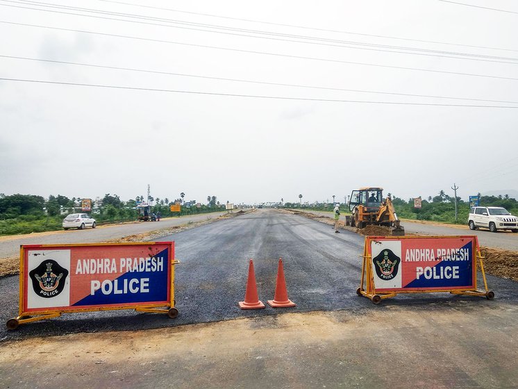 The main arterial road of Amaravati which connects Amaravati to Vijayawada is in construction