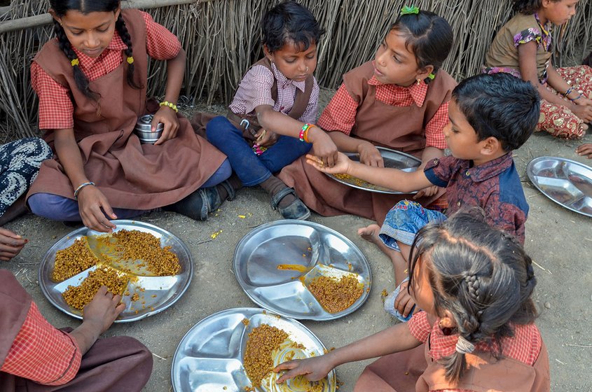 Students eating their school meal