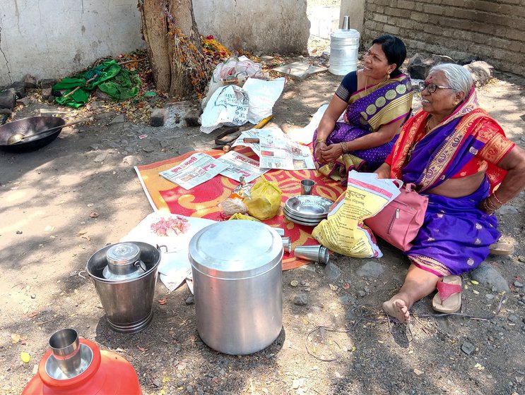 Left: Gayabai Kale is joined by her daughter Zumbar in the annual kanduri at Dawal Malik in Latur district.