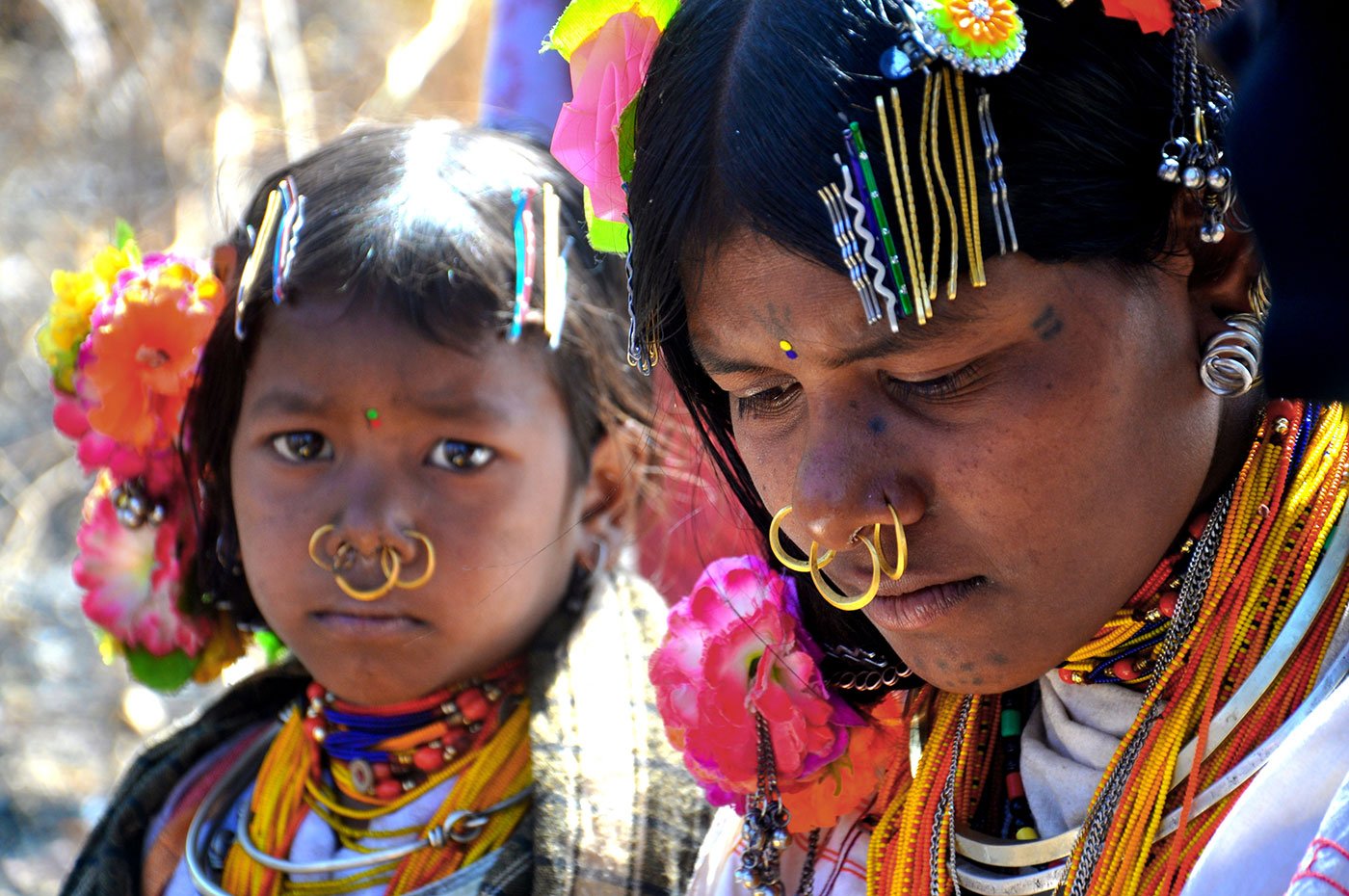 Tribal women wearing their colourful jewellery