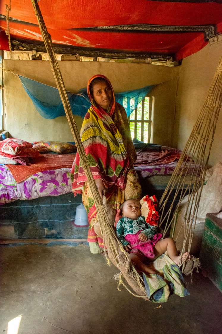 Left: Anjuman Bibi of Ghoramara island cradles her nine-month-old son Aynur Molla. Her elder son Mofizur Rahman dropped out of school in Class 8 to support the family. Right: Asmina Khatun, 18, has made it to Class 12 in Baliara village in Mousuni Island, Namkhana block. Her brother, 20-year-old Yesmin Shah, dropped out of school in Class 9 and migrated to Kerala to work as a mason

