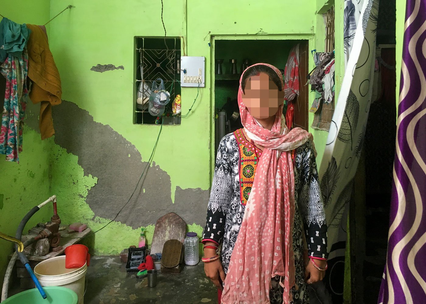 Deepa at her house in West Delhi: preoccupied with her son’s illness, she simply decided to continue using the T