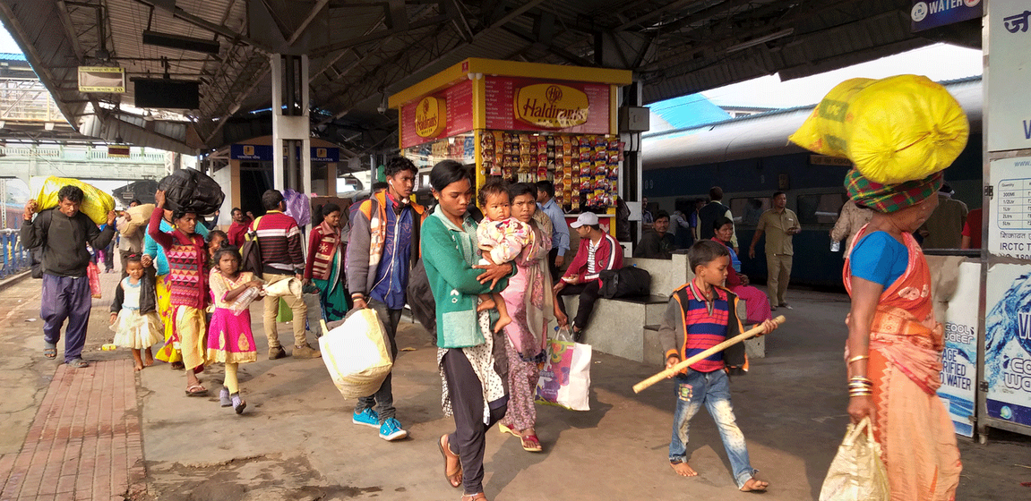 People at a railway station