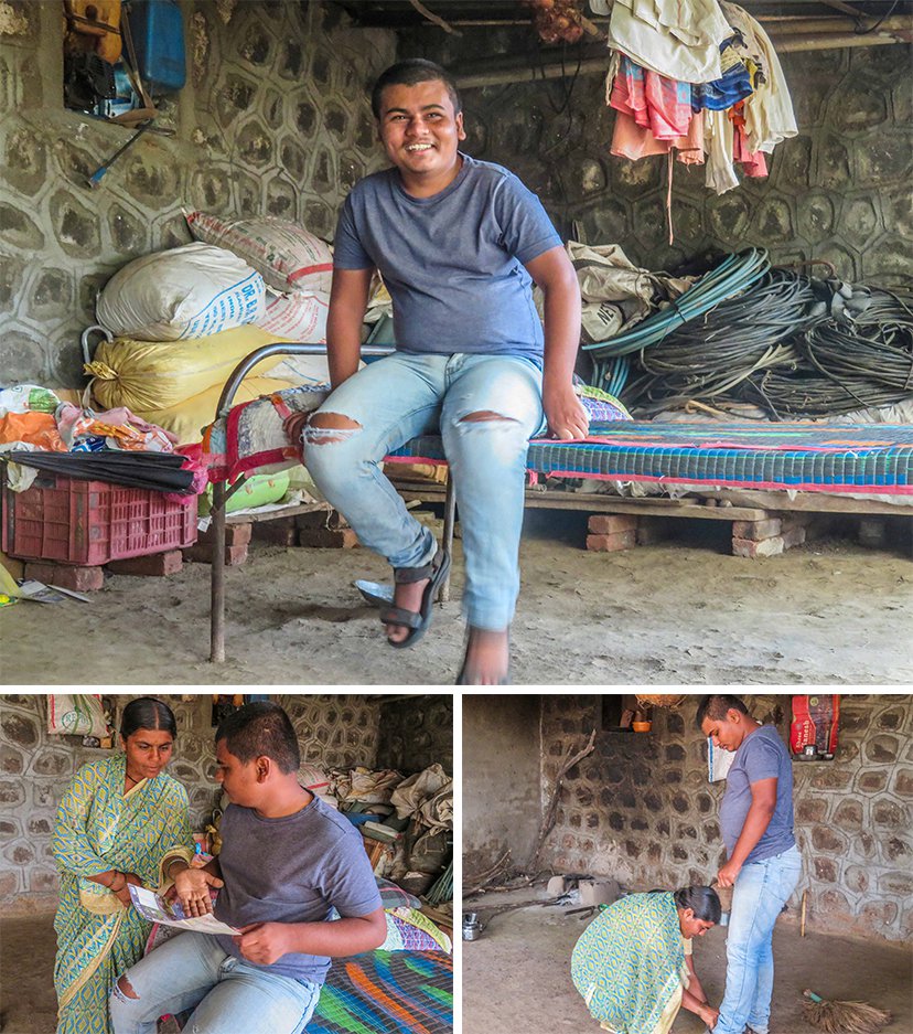 Sanket Humbe's mother Manisha tries to teach him after she returns from the farm. But he often becomes aggressive and stubborn: 'Sometimes he doesn’t sleep through the night. Just sits on the bed, swaying back and forth'