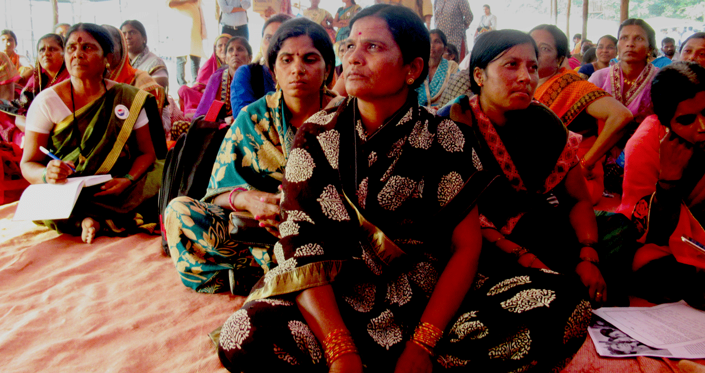 Women sitting at protest