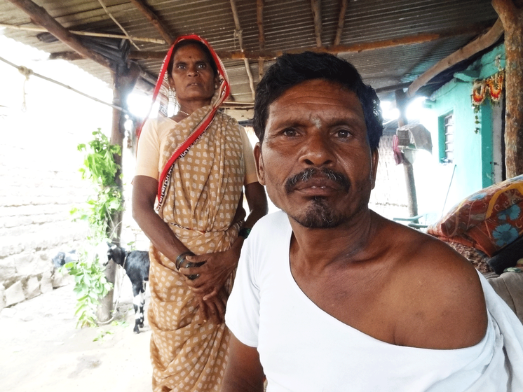 Damu Atram, a Kolam Adivasi farmer in Hiwara Barsa village, got eight stitches on his skull and five on the neck after a tiger attack in May 2018