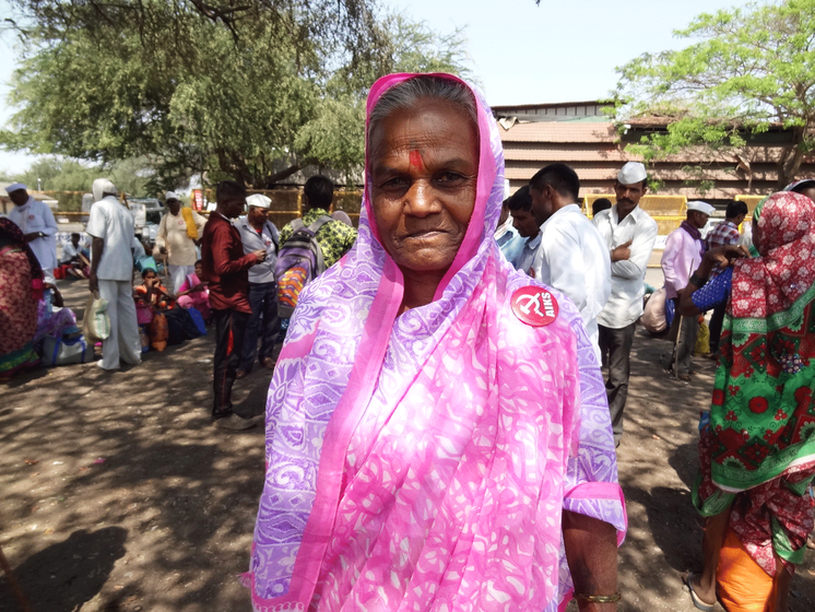 Gangutai (left) and Anandibai (right) are both marching for the second time to Mumbai, demanding land rights and old age pension