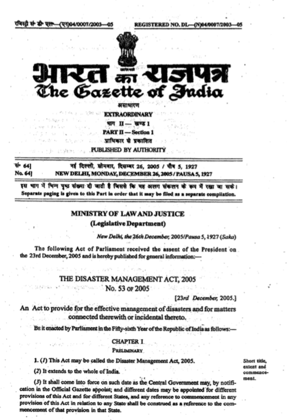 The Disaster Management Act, 2005