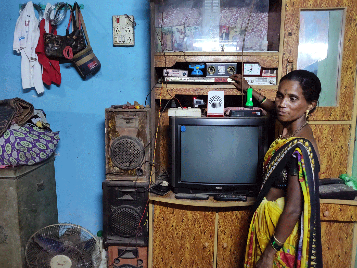 Woman in front of television