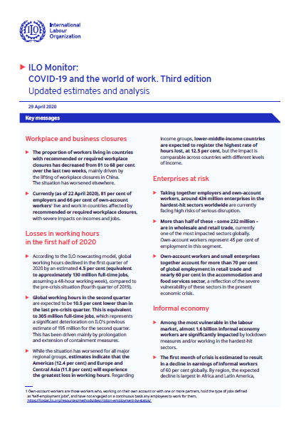 ILO Monitor: COVID-19 and the world of work. Third edition