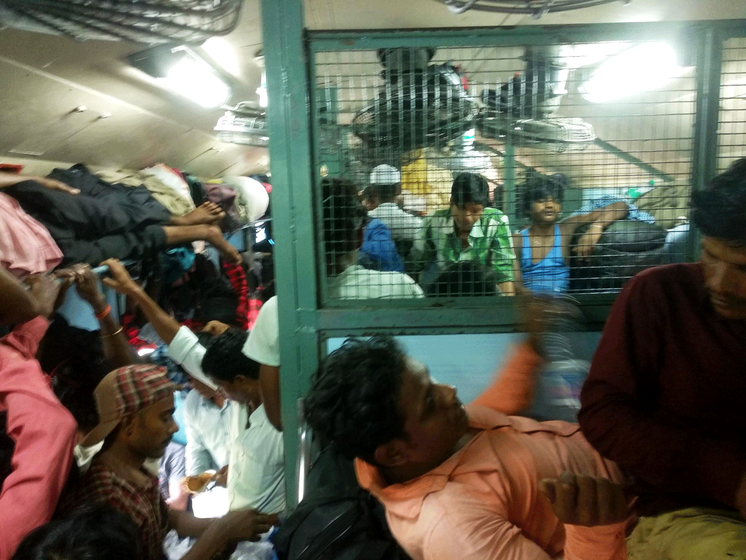 People cramped in train 

