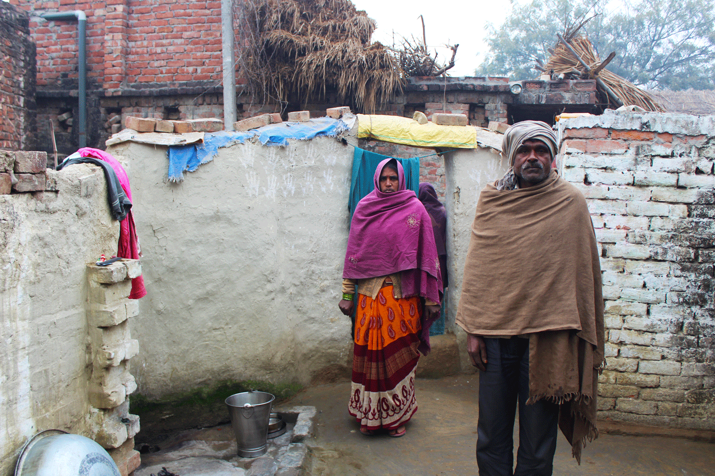 Mula and her husband Mangu Lal at their house.