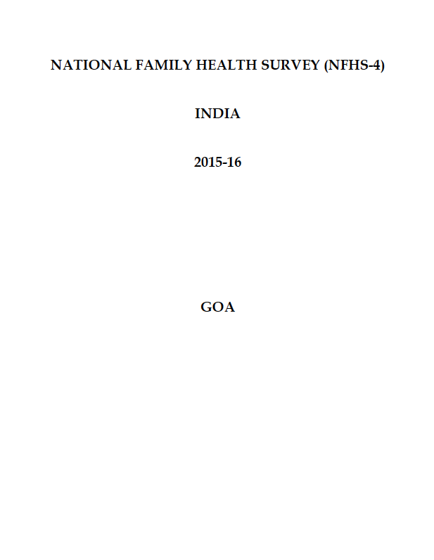 National Family Health Survey (NFHS-4) 2015-16: Goa