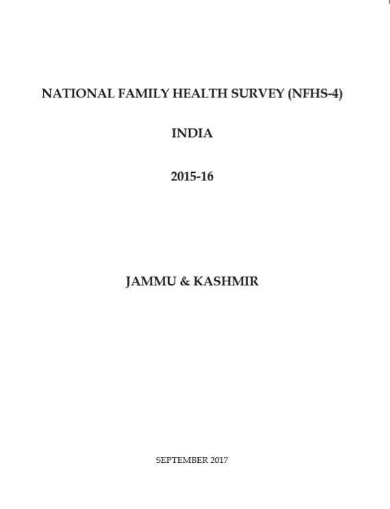 National Family Health Survey (NFHS-4) 2015-16: Jammu and Kashmir
