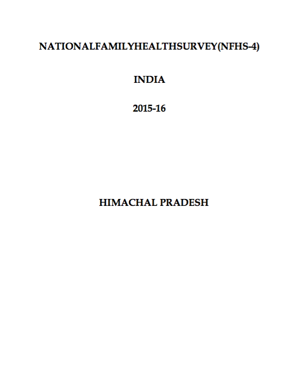 National Family Health Survey (NFHS-4) 2015-16: Himachal Pradesh