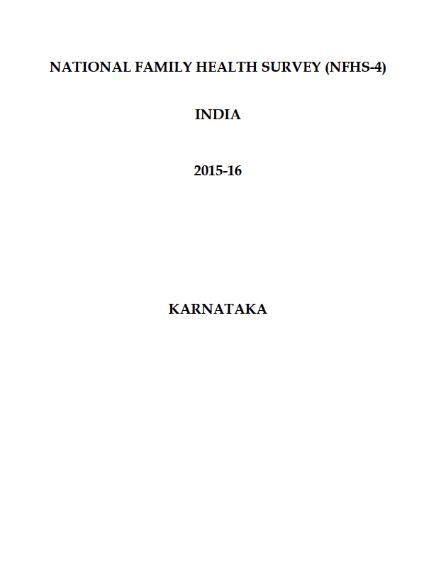 National Family Health Survey (NFHS-4) 2015-16: Karnataka