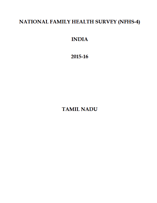 National Family Health Survey (NFHS-4) 2015-16: Tamil Nadu