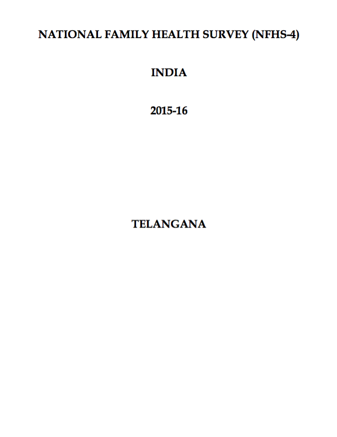 National Family Health Survey (NFHS-4) 2015-16: Telangana