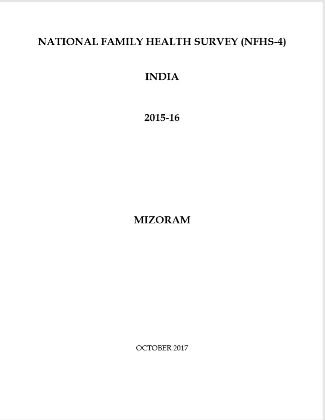 National Family Health Survey (NFHS-5) 2015-16: Mizoram