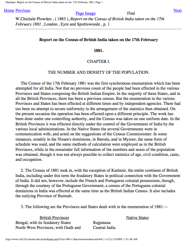  Report on the Census of British India taken on the 17th of February 1881: Vols. I-III