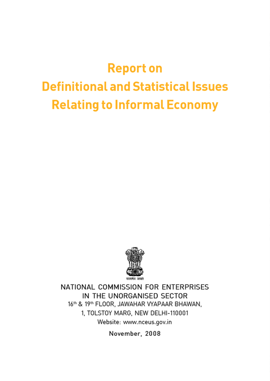 Report on Definitional and Statistical Issues Relating to Informal Economy