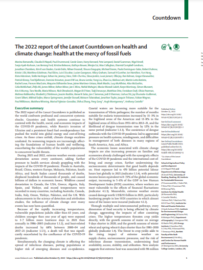 The 2022 report of the Lancet Countdown on health and climate change: health at the mercy of fossil fuels